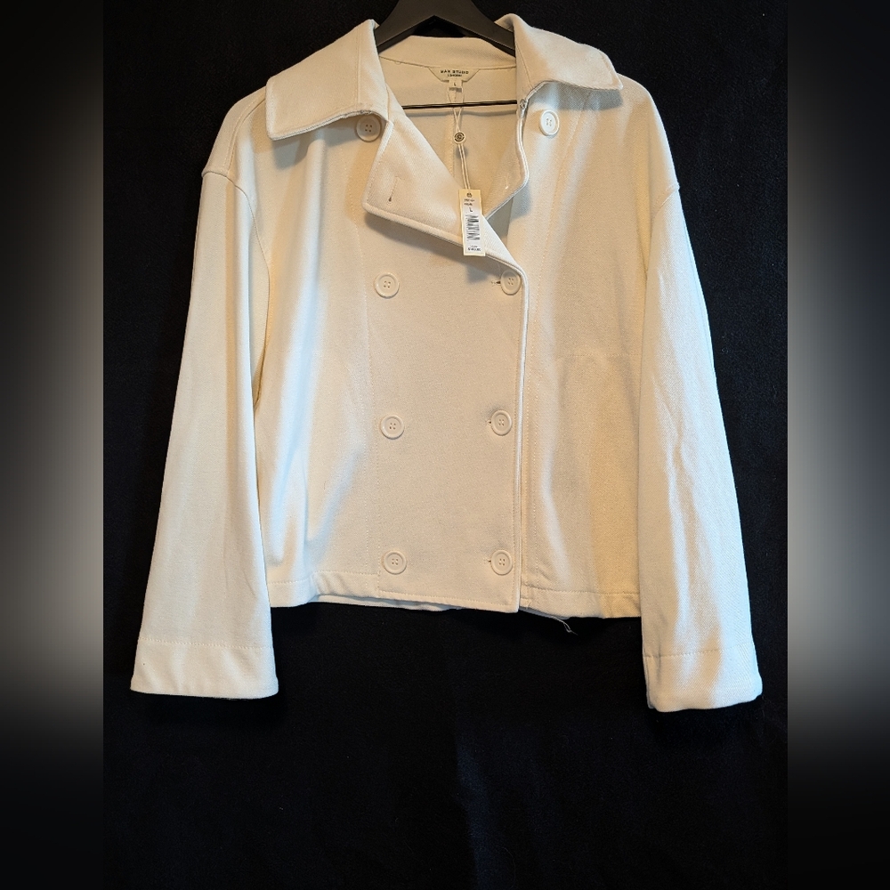 Max Studio NWT Moto Cream Jacket Women's Coat Large NEW Classy Casual
